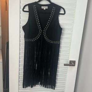 Idyllwind Black Sleeveless Fringe vest